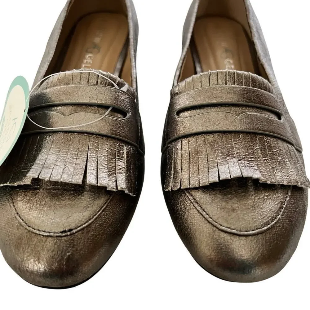 New-ANDREW GELLER Posy women's loafers size 6M, silver
